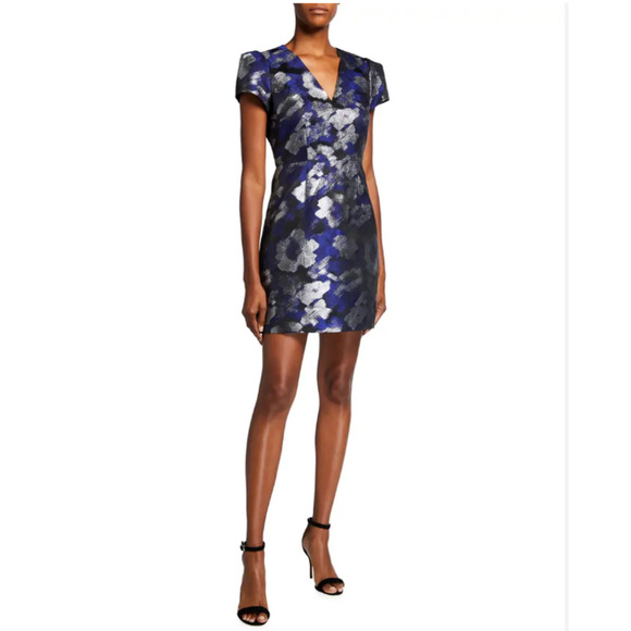 Milly Atalie Brush Metallic Floral Jacquard Mini Dress NWT Size 4 - Picture 1 of 6